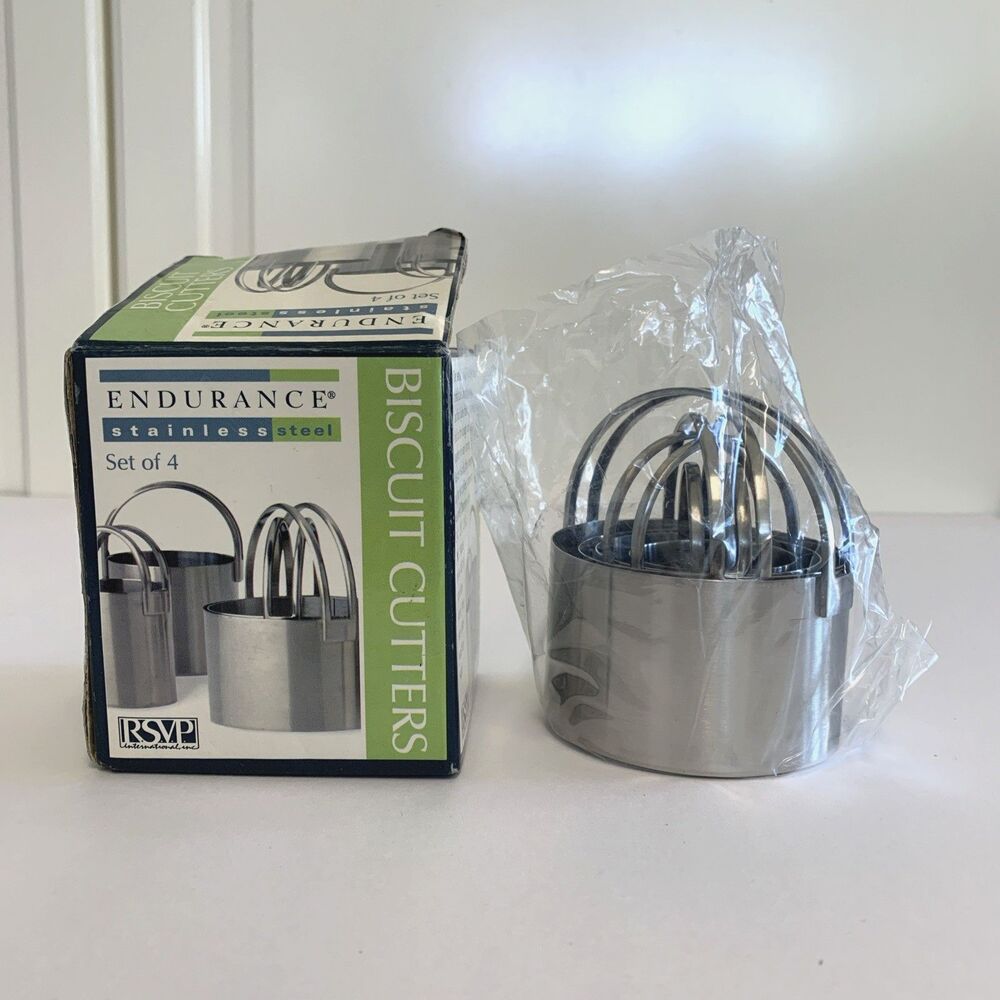 Endurance Set 4 Round Nesting Stainless Steel Biscuit Cookie Dough Cutters NEW